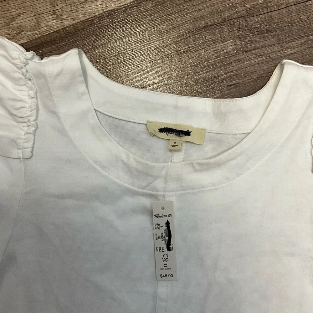 Madewell Womens  100% Cotton Puff-Sleeve Tee NT331 Size Small In White NWT